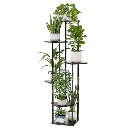 Bamworld Tall Plant Stand Indoor Corner Plant Holder for Multiple Plants - color: Dark Brown, size: 6 Tier