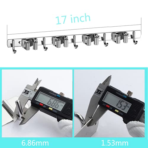 Broom Mop Holder Wall Mount Tool Hanger Organizer (4 Racks 5 Hooks)