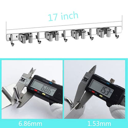 Broom Mop Holder Wall Mount Tool Hanger Organizer (4 Racks 5 Hooks)