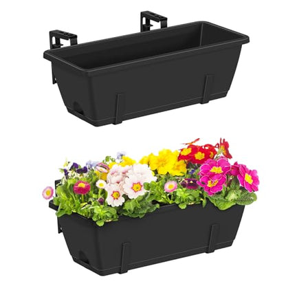 CADUKE Railing Planter Boxes 2 Pack 17 Inch Window Boxes Black - color: Black