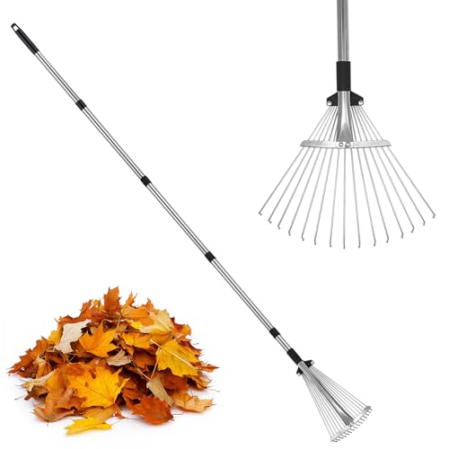 Adjustable Metal-Leaf Rake with Telescopic Handle