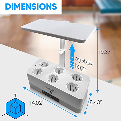 SereneLife Smart Indoor Garden - Hydroponic Herb Garden with 4000K Grow Lights Panel, Control Panel Settings, Water Stick, No Soil, Mess-Free, Height Adjustable, Grows Up to 6 Plants - color: White
