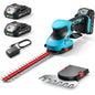 Seesii 2-in-1 20V Cordless Hedge Trimmer 12" & Grass Shear, 2 Batteries - color: Blue