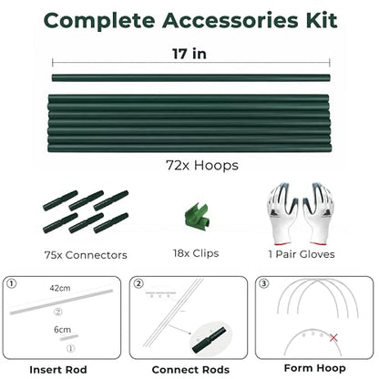 Gardzen Garden Hoops for Raised Beds - size: 17 ft x 6pcs