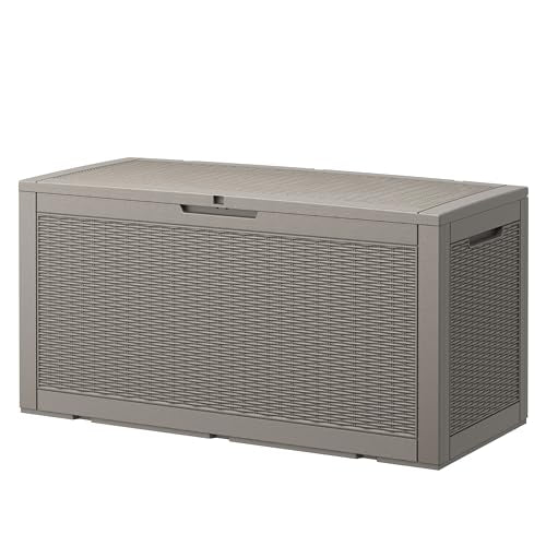 Outdoor Storage Waterproof Deck Box for Patio (120 Gallon, Grey) - color: Grey, size: 120 Gallon