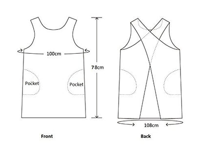 Cotton Linen Japanese Apron Halter Cross Back Bandage X Shape Aprons Two Pockets - color: Orangered