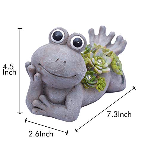 TERESA'S COLLECTIONS Frog Garden Decor with Solar Light 7.3" - size: Large