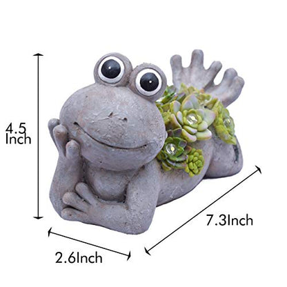 TERESA'S COLLECTIONS Frog Garden Decor with Solar Light 7.3" - size: Large