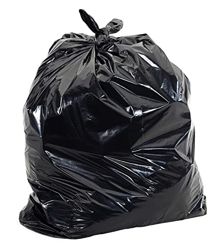Aluf Plastics 65 Gal Black Heavy Duty Garbage Bags 1.5 Mil - 50"x 48" - Pack of 50 - For Contractor, Outdoor, Construction, & Storage