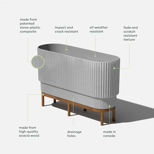 Veradek Demi Series Raised Long Planter - Wide Planter with Stand - color: Grey/Brown, size: 30 inch
