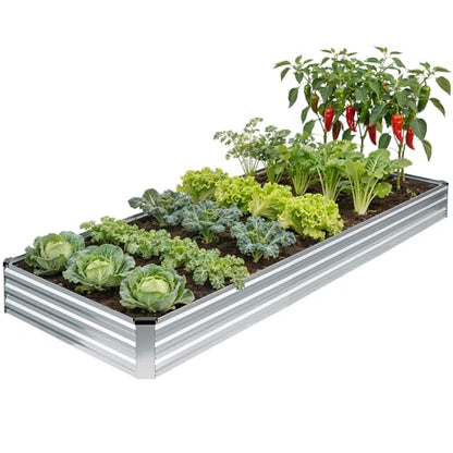 G GOOD GAIN 12x4x1ft Galvanized Raised Garden Bed for Vegetables, Silver - color: Silver, size: 12x4x1FT(1 Pack)