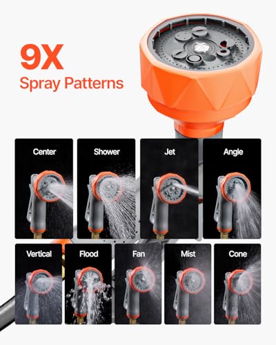 VEVOR Retractable Garden Hose Reel, 1/2 Inch x 84 ft Wall Mounted Heavy Duty Garden Hose Reel with 9 Patterns Nozzle, Any Length Lock, Upgraded Slow Return System and 180°Swivel Bracket - size: 1/2 in x 84 ft