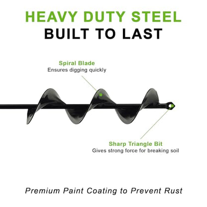 Auger Drill Bit for Planting 2.6 x 16.5 Inch, Garden Spiral Drill Bit for 3/8" Hex Drive, Earth Post Hole Digger Bulb Planter Plant Flower Planting Auger for Drill Rapid Bedding Digging - size: 2.6" x 16.5"-Black