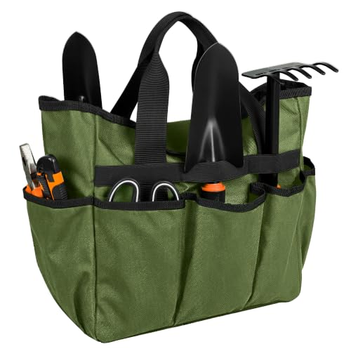 Portable Gardening Tool Tote Bag Organizer with 16 Pockets & Handle - color: Army Green