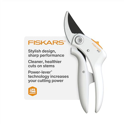 Fiskars PowerLever Garden Bypass Pruning Shears, 3/4" Cut Capacity, White - style: Bypass Pruner