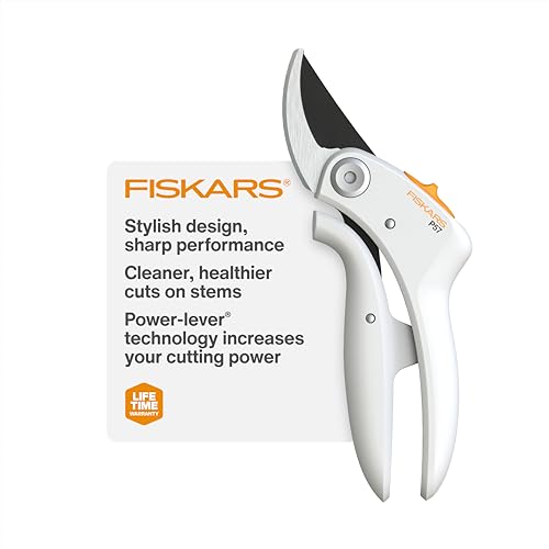 Fiskars PowerLever Garden Bypass Pruning Shears, 3/4" Cut Capacity, White - style: Bypass Pruner