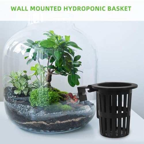 6 Pack Aquarium Plant Holder Wall Mounted Hydroponic Basket for Fish Tank Aquatic Plants Pond Plants Vertical Gardening Plastic Mesh Net Pot 3.93 X 3.54 X 2.36 in