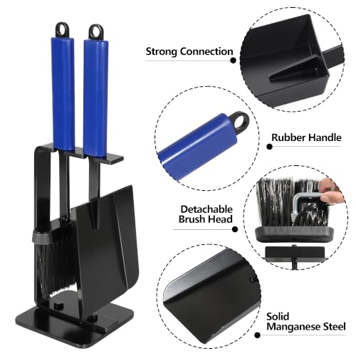 16-Inch Ash Shovel and Brush Set with Stand Solid Manganese Steel - size: 16 inches Set
