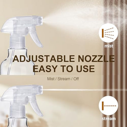 Plastic Spray Bottles (2-Pack, 16.9 Oz) Mist & Stream, Heavy Duty Spraying