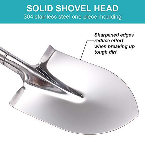 31.5 Inch Short Garden Shovel for Digging in The Yard, Round Point D Handle Shovel, All Stainless Steel Made - style: Round Point Shovel