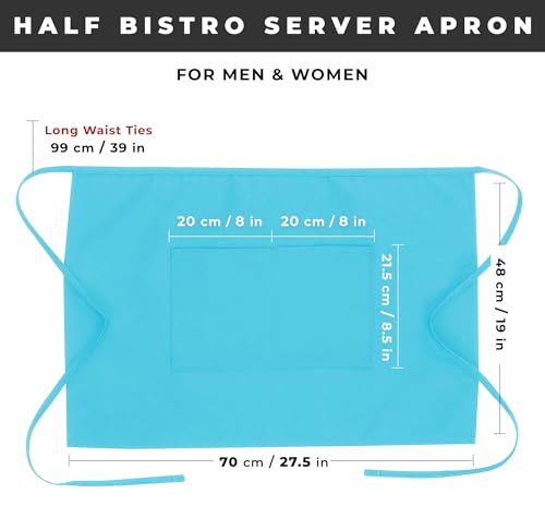 Chef Works Unisex Half Bistro Server Apron - color: Turquoise, 1 Pack