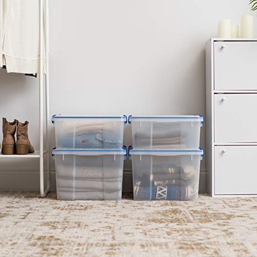 IRIS USA 4-Pack 26.5/44 Combo Qt Storage Bins with Gasket Lids, Clear/Blue - size: 27 & 44 Qt. Combo