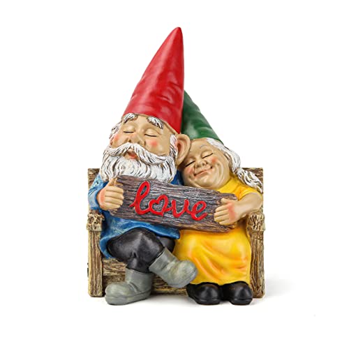 Smadeer Garden gnome statue for outdoor decor,Couple in love gnomes figurine for patio lawn yard garden outdoor decoration,garden sculptures & statues,knome romantic indoor ornament forever lover gift - color: Love
