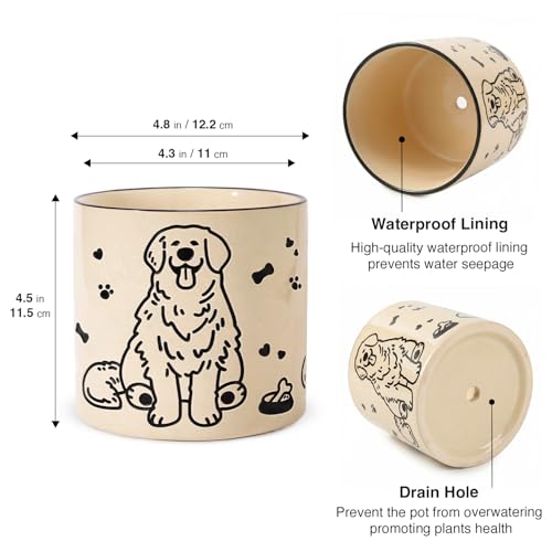 STHIE Ceramic Planters with Drainage Holes, 5 Inch Pots for Indoor Plants - color: Cy-goldbowl01