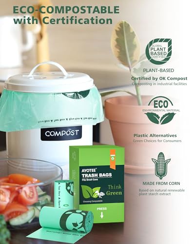 AYOTEE 200 Count 1.2 Gallon Small Biodegradable Trash Bags, Compost Bags