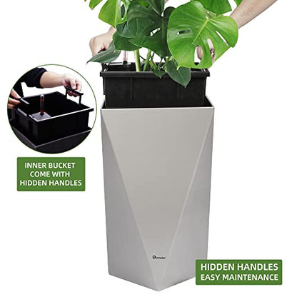 Dexceder 24 Inches Self Watering Tall Planter (Gray) - color: Gray, size: 24