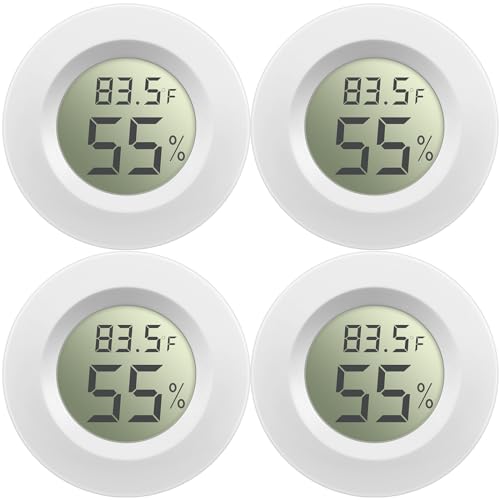 Weewooday 4 Pcs Mini Hygrometer Thermometer Digital LCD, White - size: White