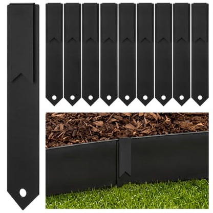 Hicarer 10 Pcs 12 Inch Metal Landscape Stakes Heavy Duty Edging Splicing