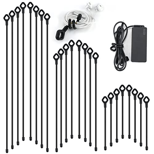 Silicone Cable Ties with Holes, 24PK Reusable Twist Ties for Bundling