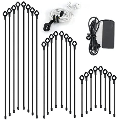 Silicone Cable Ties with Holes, 24PK Reusable Twist Ties for Bundling