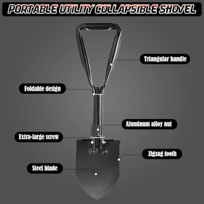 Black Folding Camping Shovel, 24" High Carbon Steel Tool - color: Black, size: 24'' Large