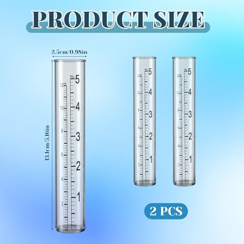 2 Pcs 5" Plastic Rain Gauge Replacement Tubes, Diameter 0.87"/2.2cm