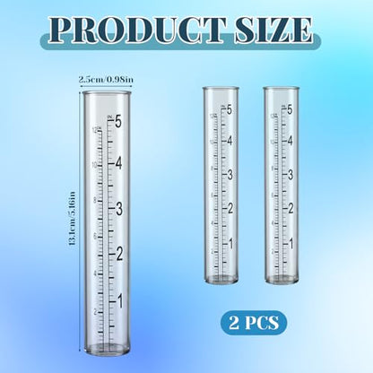2 Pcs 5" Plastic Rain Gauge Replacement Tubes, Diameter 0.87"/2.2cm