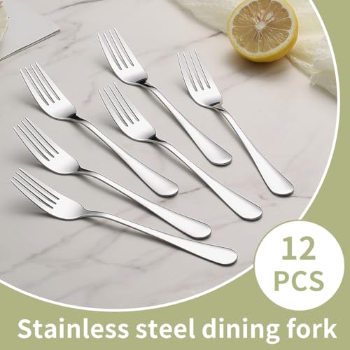 Berglander Dinner Forks Set 12pcs 7.28", Stainless Steel table Fork, Dessert Salad Forks, Flatware Silverware Fork for Home Kitchen, Restaurant, Hotel, Cost-Effective Bulk Value Dishwasher Safe