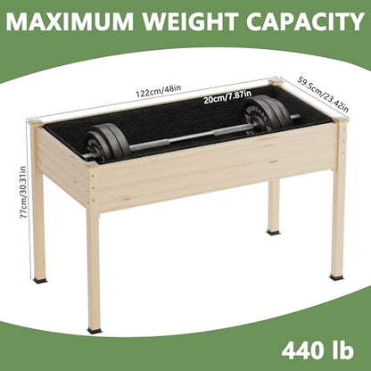 Raised Garden Bed with Legs, 48x24x30in Tall Wooden Elevated Planter Box with Liner for Flowers Vegetables Herbs, Outdoor Reinforced Large Raised Bed for Balcony/Patio/Backyard - size: 48x24x30in