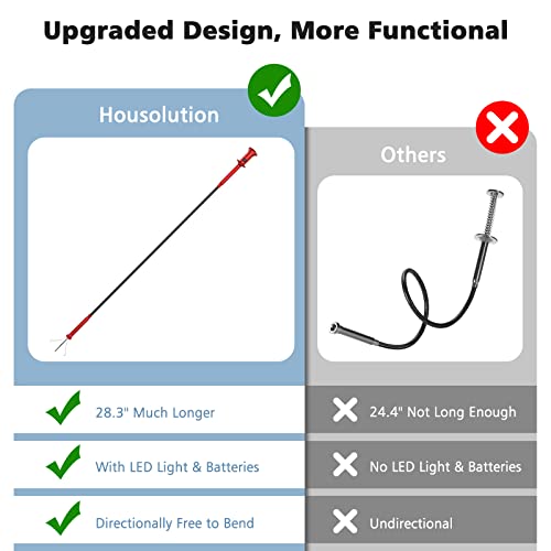 Housolution 28.34in Grabber Tool Magnetic, Bendable with LED Lights, Red - color: Red