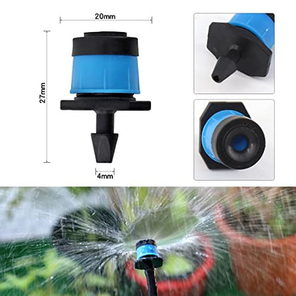 100pcs Adjustable Drip Irrigation Emitters for 1/4" Irrigation Tubing