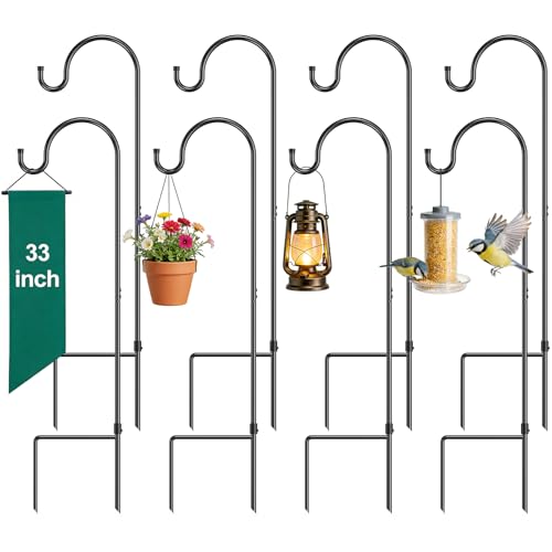 GOFORWILD 33 Inch 8 Pack Shepherd Hook for Garden Decor - size: 33 Inch