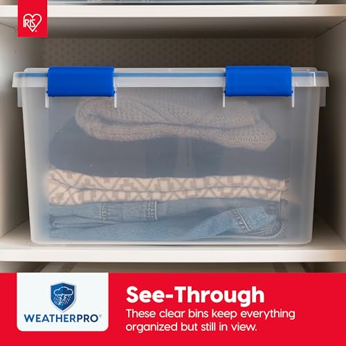 IRIS USA 3-Pack 16 Qt Storage Bins with Gasket Lids, Clear/Blue - size: 16 Qt. - 3 Pack