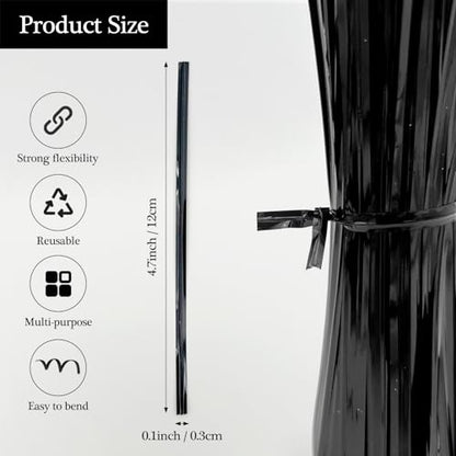 800-Pack Premium Black Plastic-Coated Twist Ties – Durable, Reusable Bag and Cord Fasteners for Home, Garden, and Travel Use