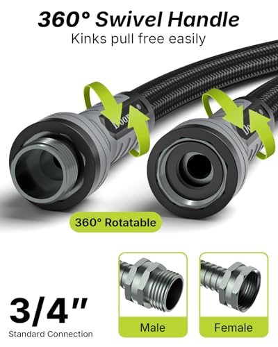 Garden Hose, 50FT Ultra Lightweight Water Hose with Spray Nozzle - size: 50FT HDPE