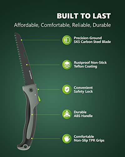 7 Inch Folding Hand Pruning Saw, Heavy Duty Foldable Camping Saw