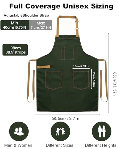 Unisex Heavy Duty Chef Apron w/Adjustable Strap & Large Pockets - color: Light Green