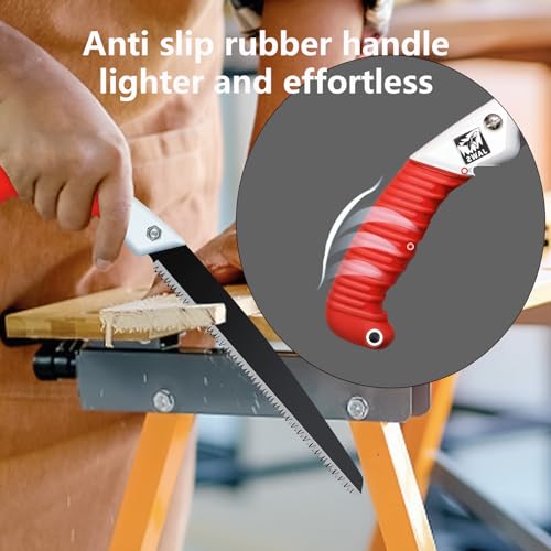 Medium Length japanese pull saw with Super Sharp Teeth,Thickened SK5 Steel,for Home Pruning, Logging, Landscaping,Three Sided Grinding,10.5" - style: SK5 Medium