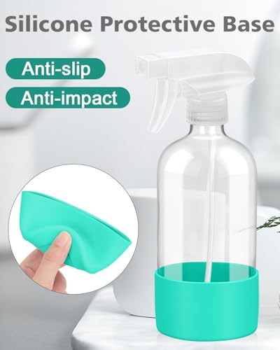 Glass Spray Bottles for Cleaning - 16 oz Spray Bottles with Silicone Sleeve - color: Green