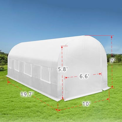 Greenhouse Replacement White Cover for Support Arch Frame (20 X 10 X 7') - size: 20 X 10 X 7'